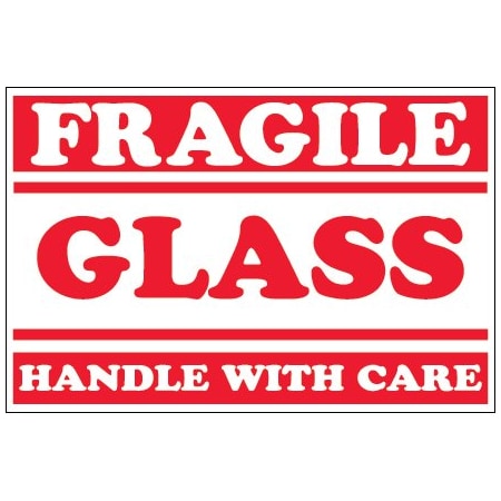 Bsc Preferred 4 x 6'' - ''Fragile - Glass - Handle With Care'' Labels, 500PK BUY00025611